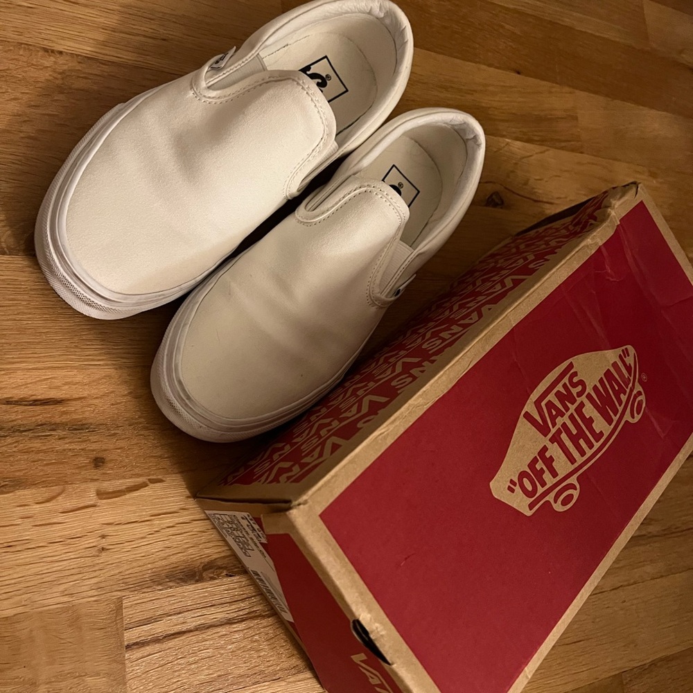 White Slip On Vans